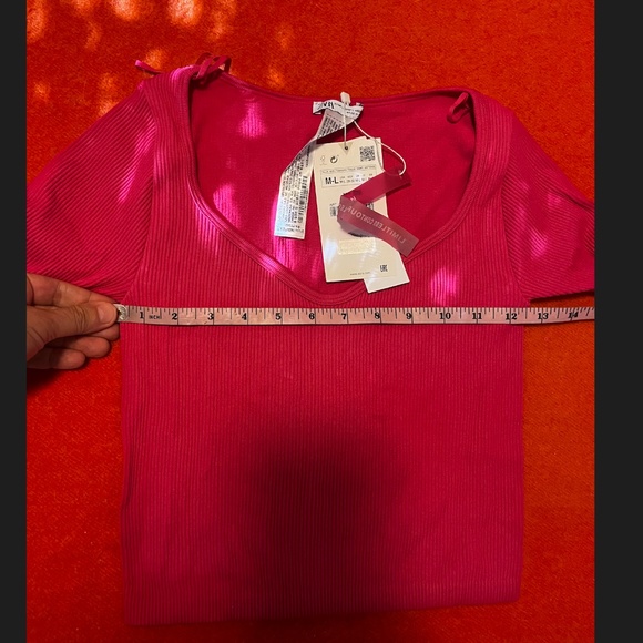 Zara hot pink fuchsia seamless ribbed top and leggings coordinated set NWT - Picture 10 of 16